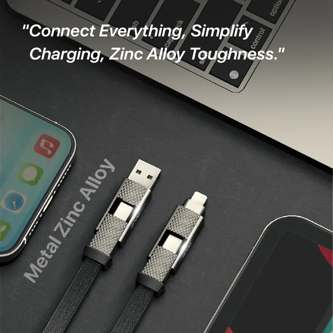 EVM Enquad 4-in-1 Charge & Sync Cable 60W 1M (USB | Iphone | Type-C) EVM-M-4-BU view 4